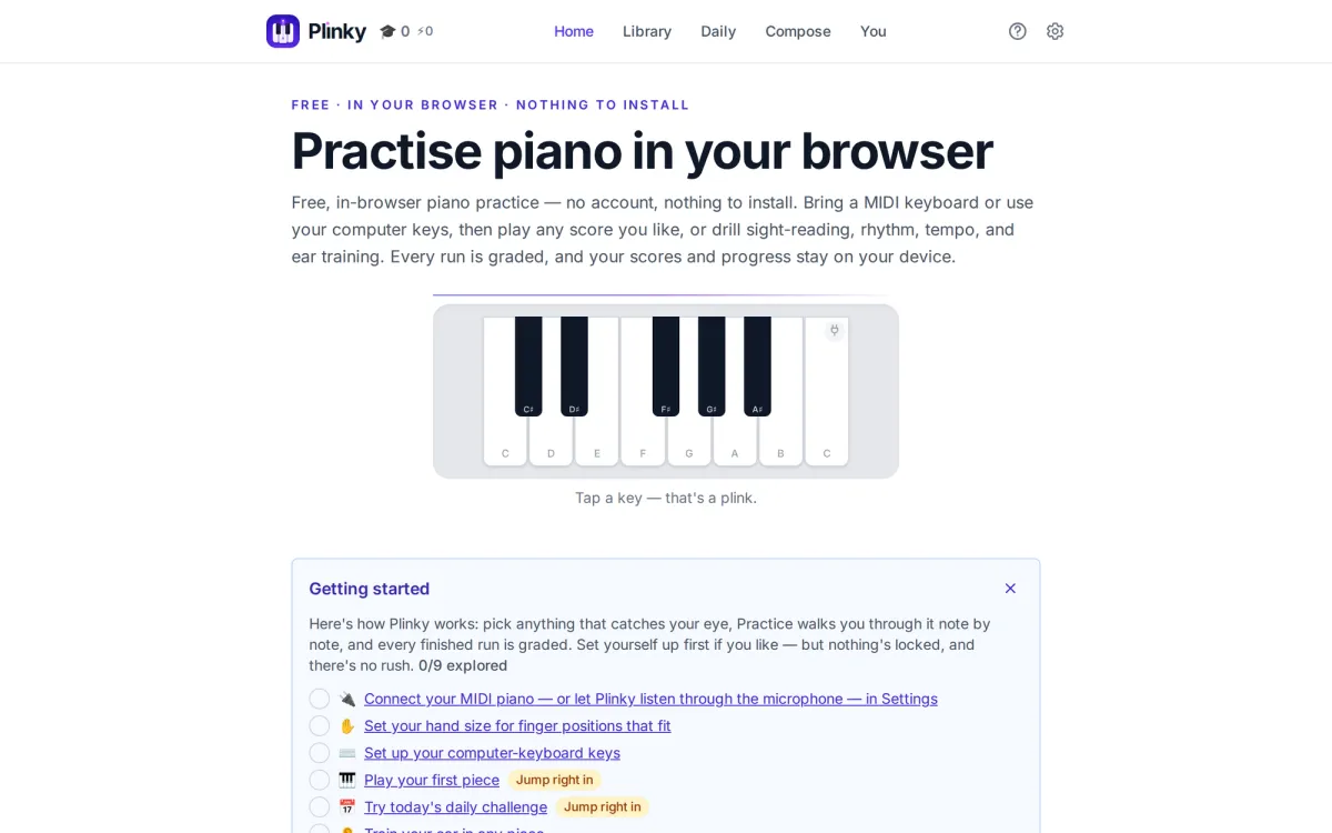 A screenshot of the home page