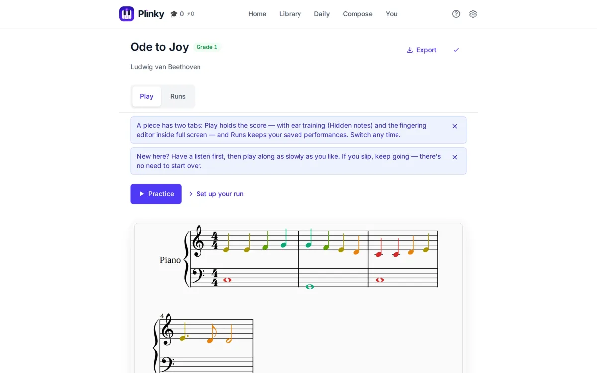 A screenshot of the play page